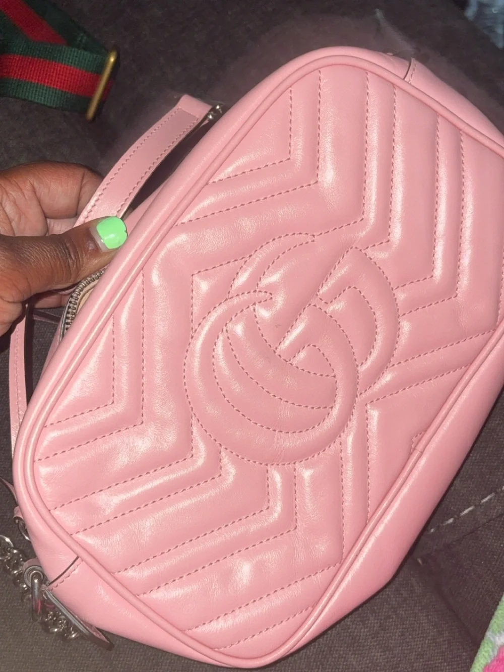 Gucci Pink Chevron Matelassé GG Crossbody Bag